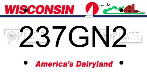 237GN2 Wisconsin License Plate