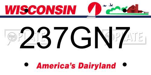 237GN7 Wisconsin License Plate
