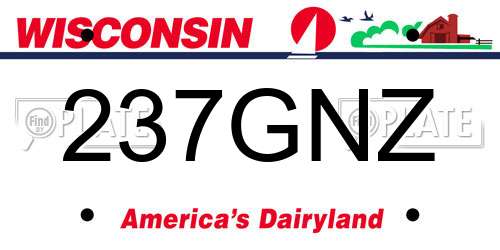 237GNZ Wisconsin License Plate