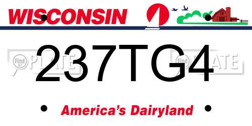 237TG4 Wisconsin License Plate