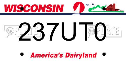 237UT0 Wisconsin License Plate