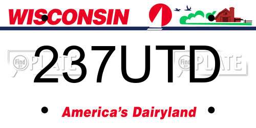 237UTD Wisconsin License Plate