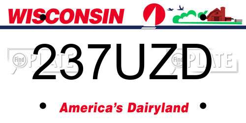 237UZD Wisconsin License Plate