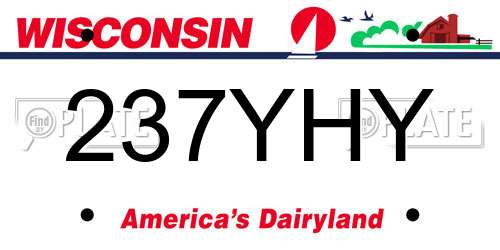 237YHY Wisconsin License Plate