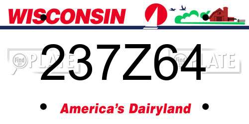 237Z64 Wisconsin License Plate