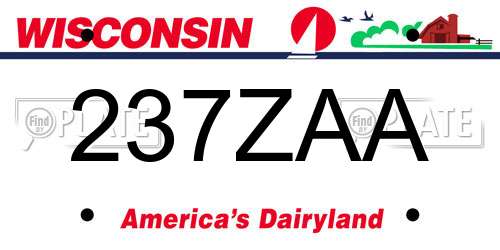 237ZAA Wisconsin License Plate