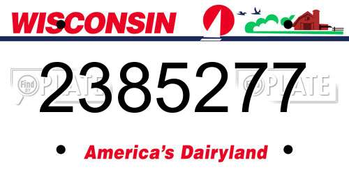 2385277 Wisconsin License Plate