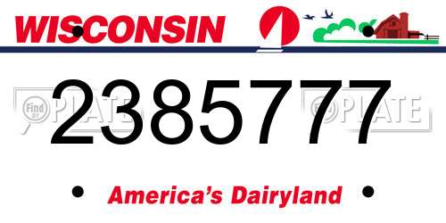 2385777 Wisconsin License Plate
