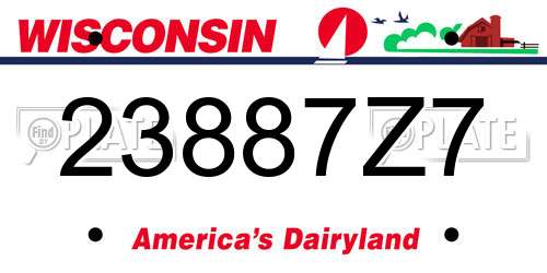 23887Z7 Wisconsin License Plate