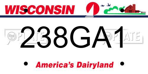 238GA1 Wisconsin License Plate