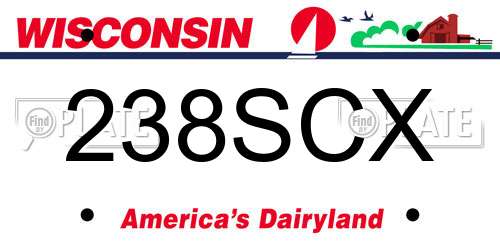 238SCX Wisconsin License Plate