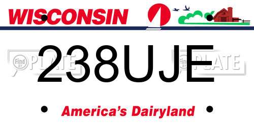 238UJE Wisconsin License Plate