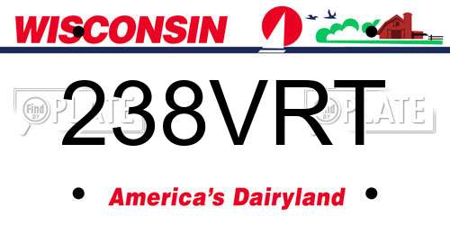 238VRT Wisconsin License Plate