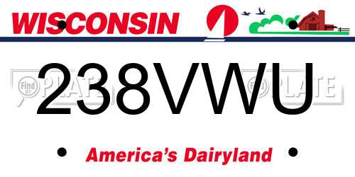 238VWU Wisconsin License Plate