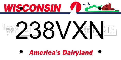 238VXN Wisconsin License Plate