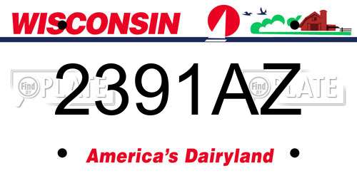 2391AZ Wisconsin License Plate