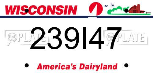 239I47 Wisconsin License Plate