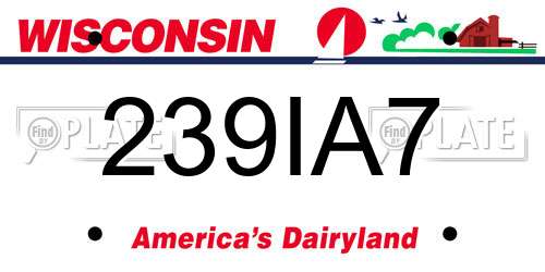 239IA7 Wisconsin License Plate