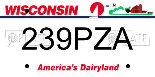 239PZA Wisconsin License Plate