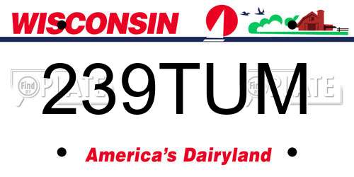 239TUM Wisconsin License Plate