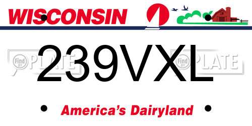 239VXL Wisconsin License Plate