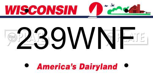 239WNF Wisconsin License Plate