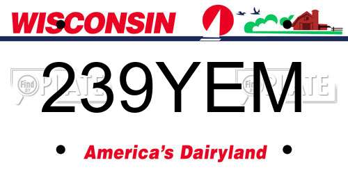 239YEM Wisconsin License Plate