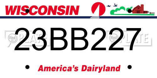 23BB227 Wisconsin License Plate