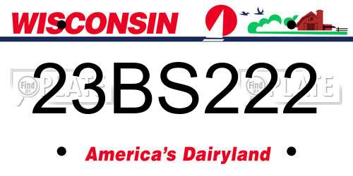 23BS222 Wisconsin License Plate