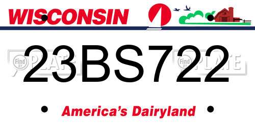 23BS722 Wisconsin License Plate