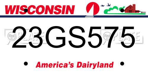 23GS575 Wisconsin License Plate