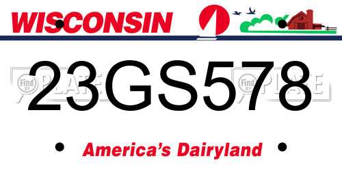 23GS578 Wisconsin License Plate