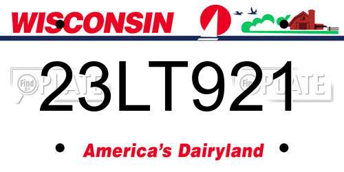 23LT921 Wisconsin License Plate