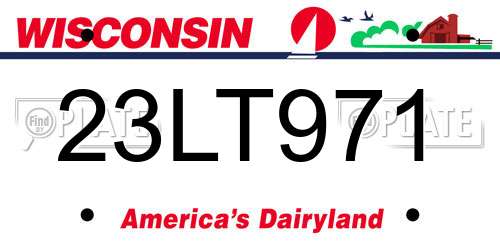 23LT971 Wisconsin License Plate