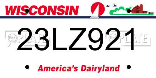 23LZ921 Wisconsin License Plate