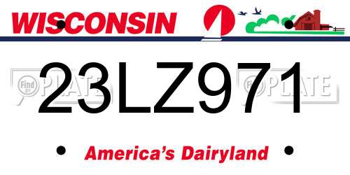 23LZ971 Wisconsin License Plate