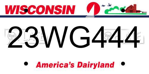 23WG444 Wisconsin License Plate
