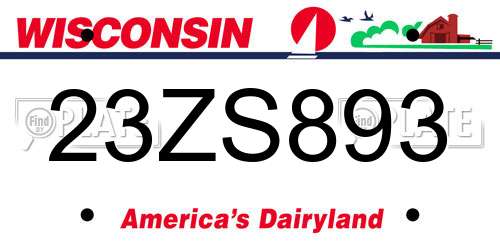 23ZS893 Wisconsin License Plate