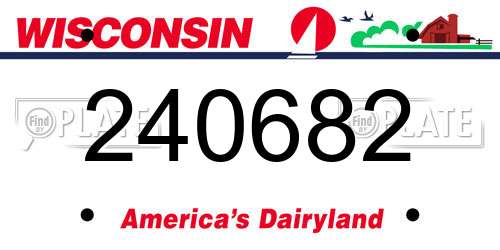240682 Wisconsin License Plate