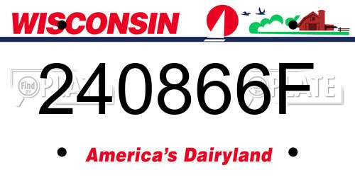 240866F Wisconsin License Plate