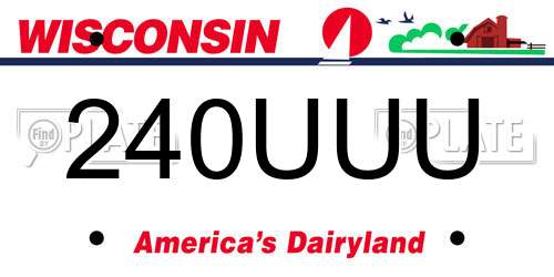 240UUU Wisconsin License Plate