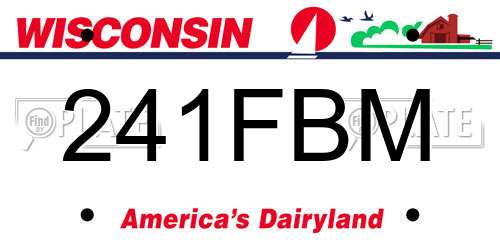 241FBM Wisconsin License Plate