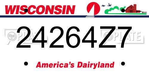 24264Z7 Wisconsin License Plate