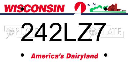 242LZ7 Wisconsin License Plate