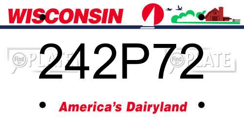 242P72 Wisconsin License Plate