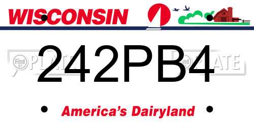 242PB4 Wisconsin License Plate