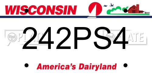 242PS4 Wisconsin License Plate