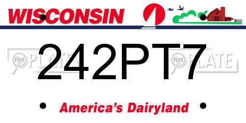 242PT7 Wisconsin License Plate