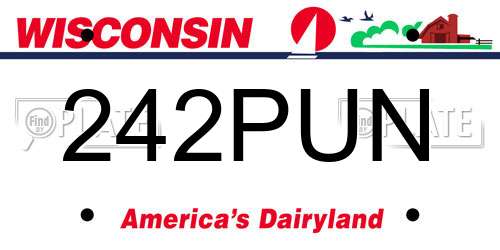 242PUN Wisconsin License Plate