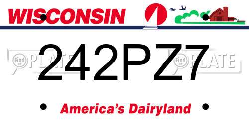 242PZ7 Wisconsin License Plate